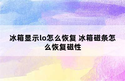 冰箱显示lo怎么恢复 冰箱磁条怎么恢复磁性